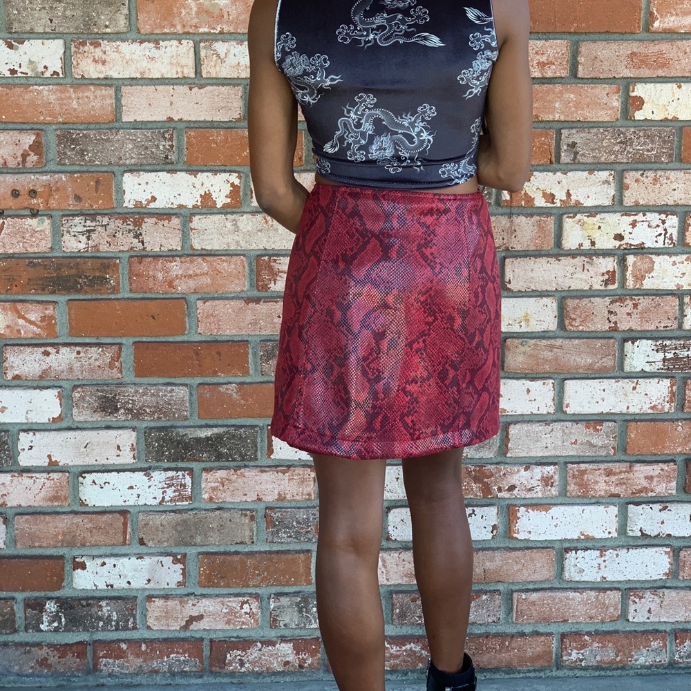 Red Python Mini Skirt - Picture 3 of 4
